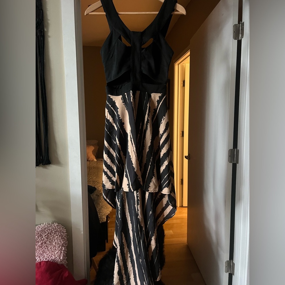 Reverse Cutout High Low Dress, XS